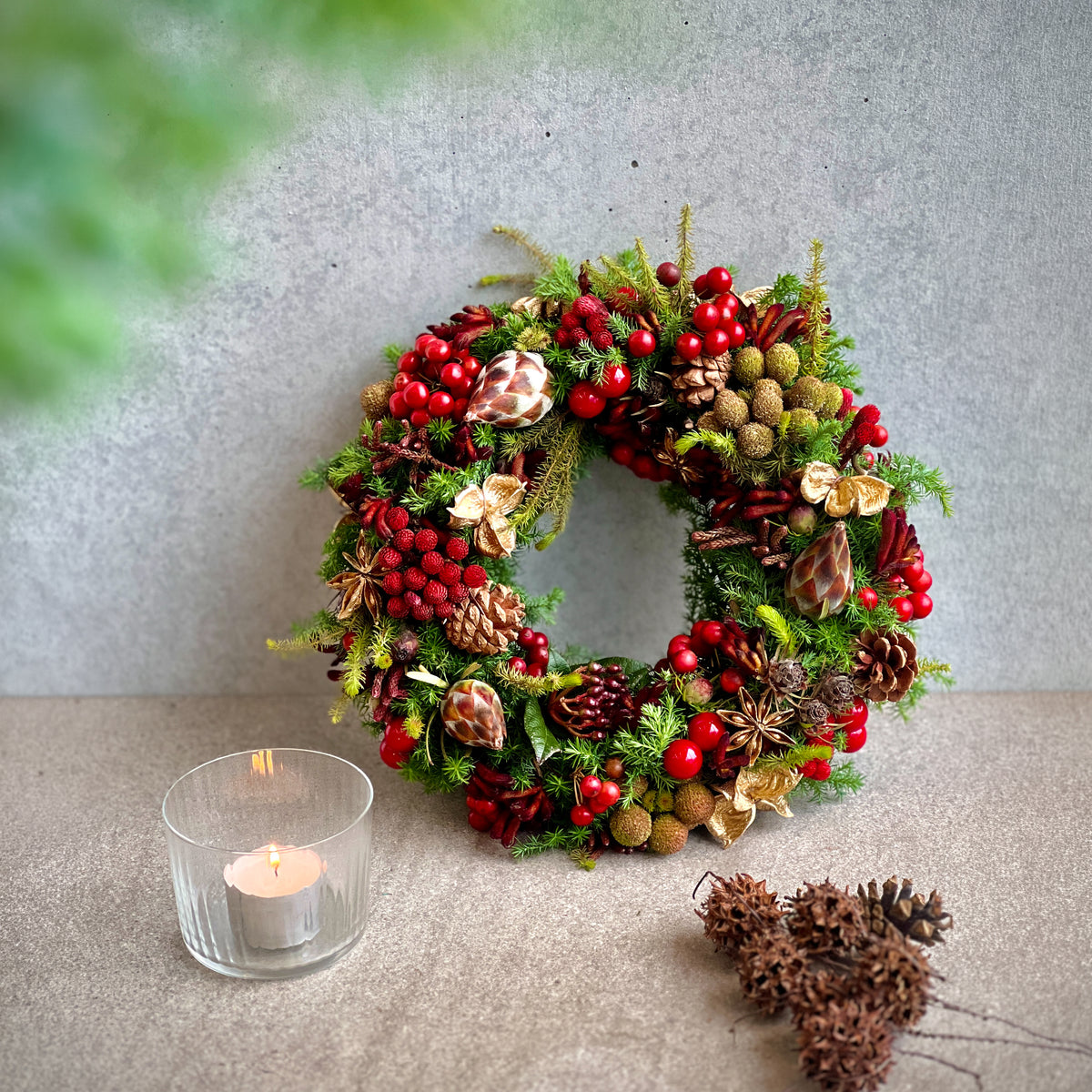 Scarlet Christmas Wreath