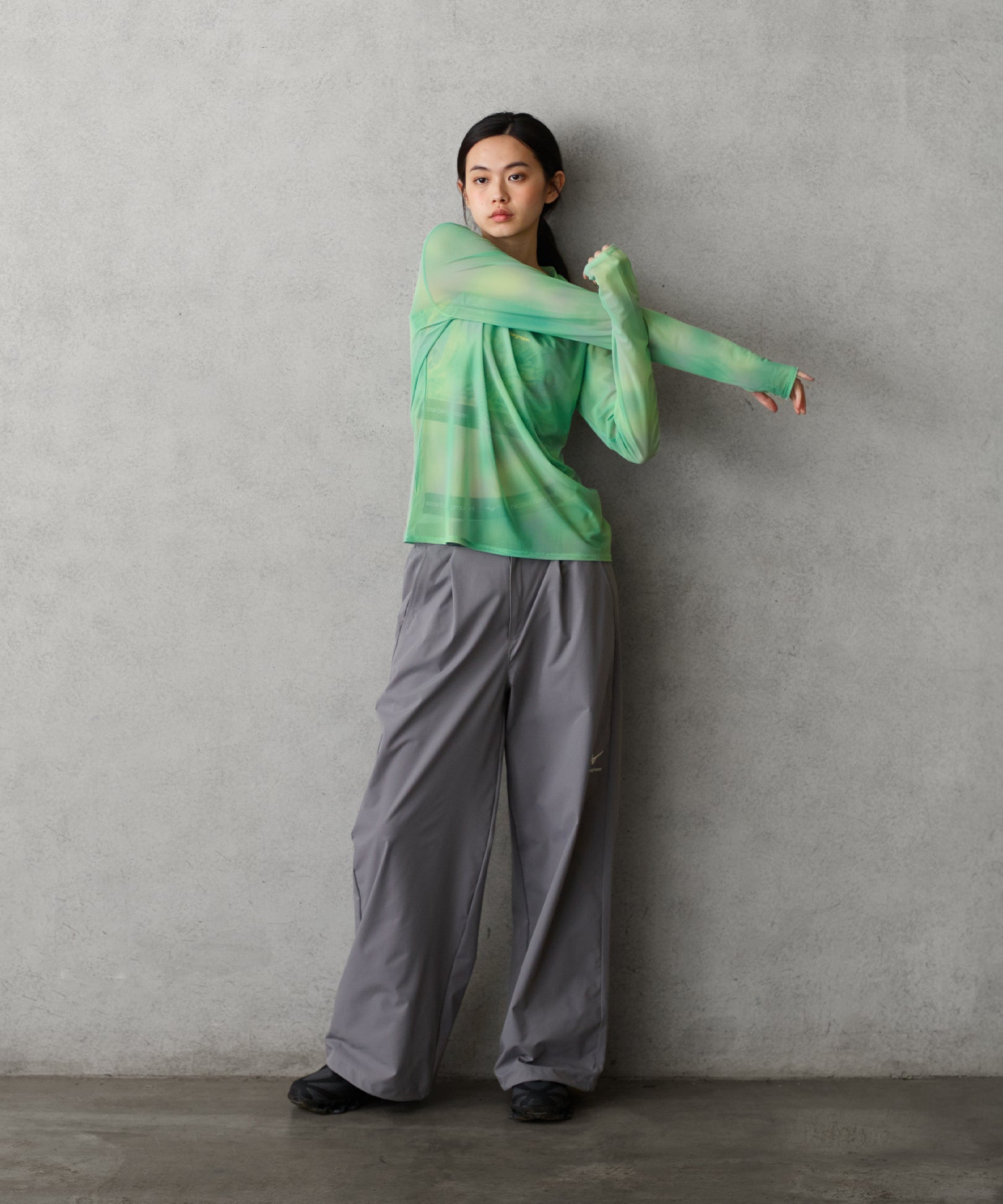 SHEER LONG-SLEEVE T-SHIRT GREEN