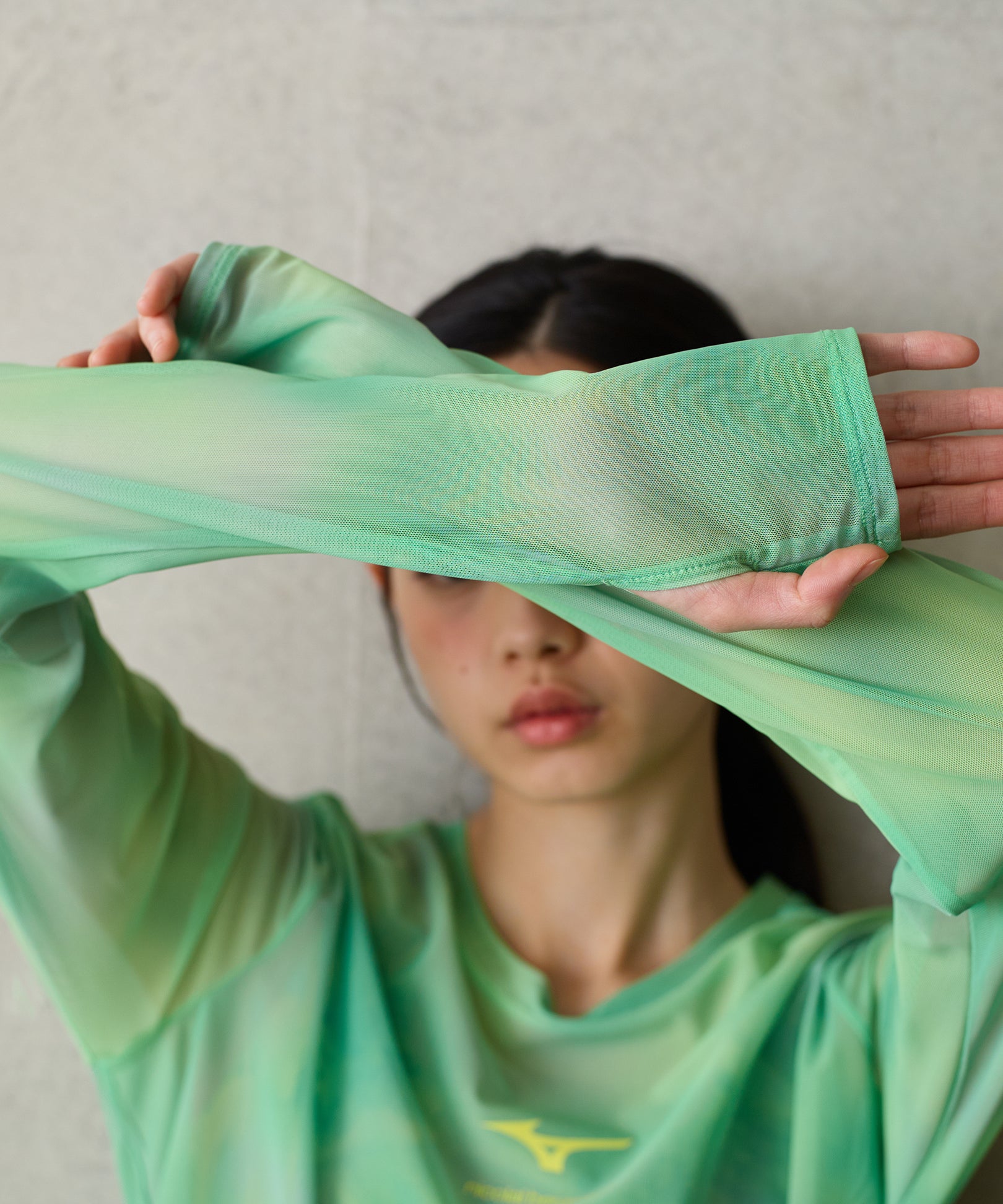 SHEER LONG-SLEEVE T-SHIRT GREEN
