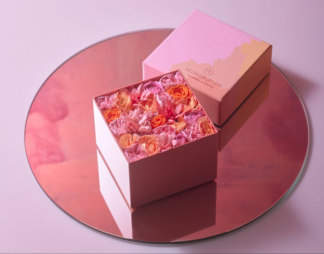 フレッシュフラワーボックス Pastel Blooms - Orange & Pink / S size / ¥5,060
